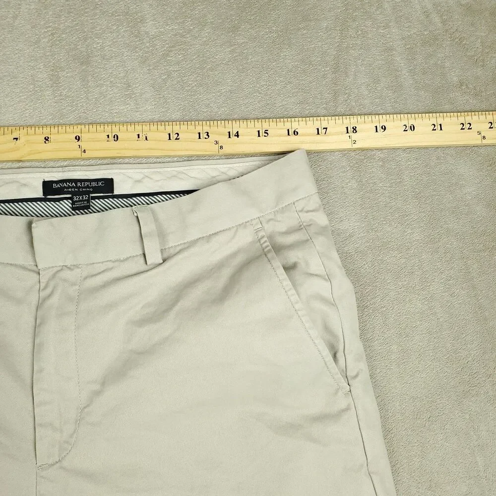 Banana Republic Aiden Chino Pants Mens 32x32 Beige Khaki Regular Fit Casual